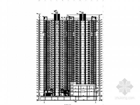 [福建]现代风格高层住宅区安置房建筑施工图（含小区所有楼栋）-现代风格高层住宅区安置房立面图