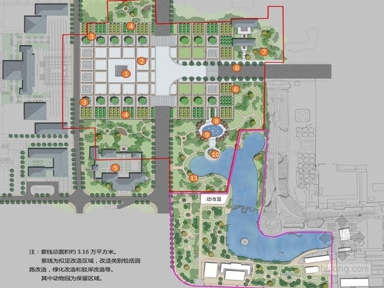 蒙奇博物馆设计方案资料下载-[宁夏]轴线对称型博物馆广场设计方案