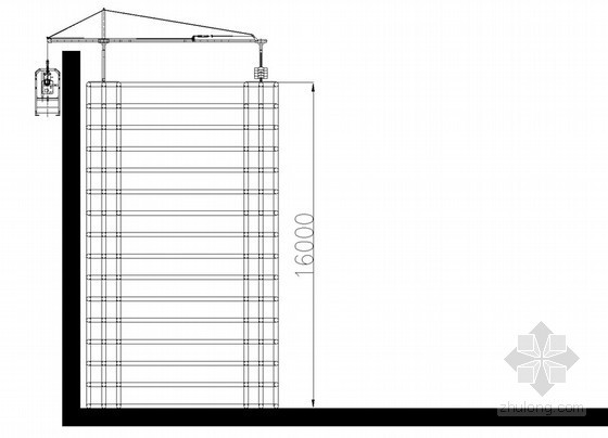 [贵州]高层商务办公楼吊篮施工专项方案-屋顶花架脚手架搭设图 