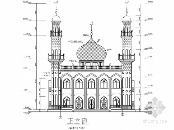 清真寺建筑模型SU资料下载-两层框架结构清真寺结构施工图（含建筑图）