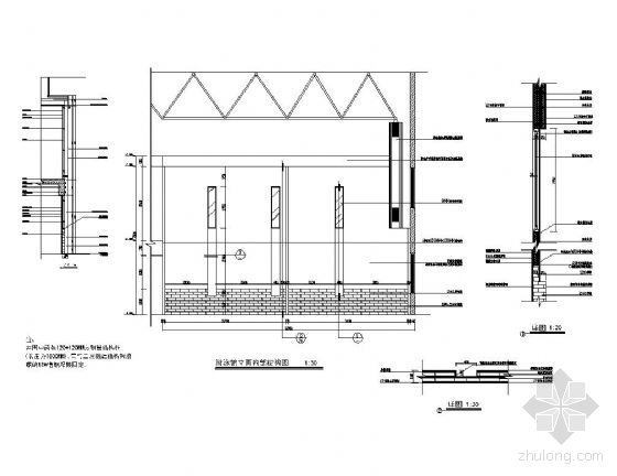 气动隔膜泵内部结构资料下载-游泳馆大厅立面墙内部结构详图