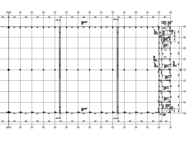 [广州]地上二层框排架结构仓库结构施工图-二层结构布置平面和梁配筋平面.jpg
