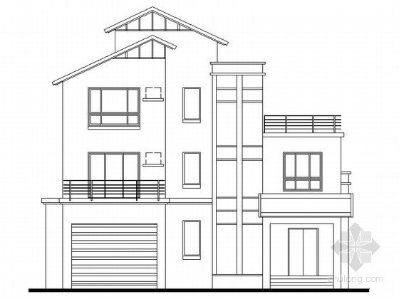 三层合院住宅方案图资料下载-某三层休闲别墅建筑方案图
