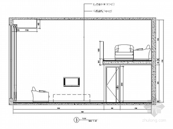 [上海]loft风格108平公寓室内装修施工图客厅立面图 