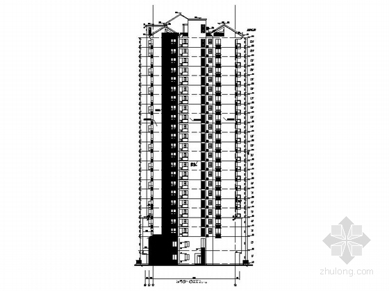 某市23层现代风格独栋住宅建筑施工图-23层现代风格独栋住宅建筑立面图