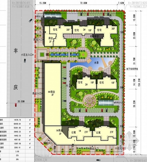 [陕西]artdeco风格高层居住区规划设计方案文本-artdeco风格高层居住区总平图 