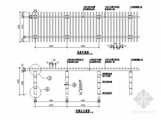 电力钢杆基础施工详图资料下载-亭廊及柱基础施工详图