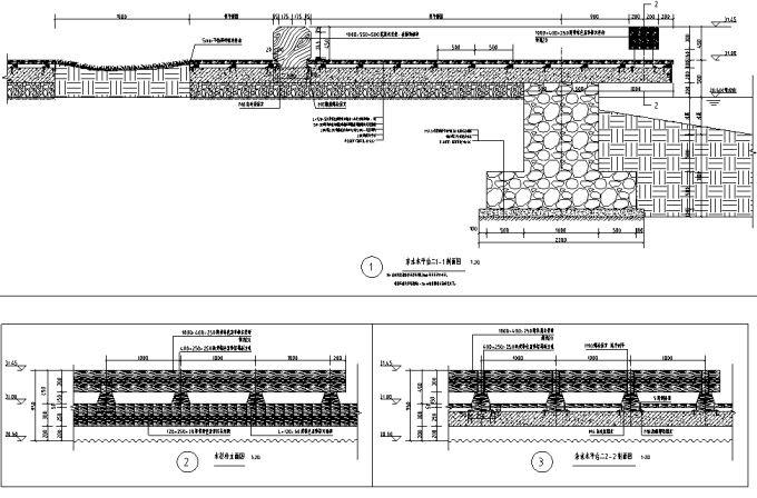 [湖南]岳麓文化环湖文化景观带湿地公园景观设计施工图（附PDF施工图）-亲水平台剖面图