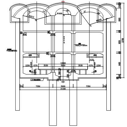 地铁车站主体结构二衬施工方案-车站标准断面剖面图