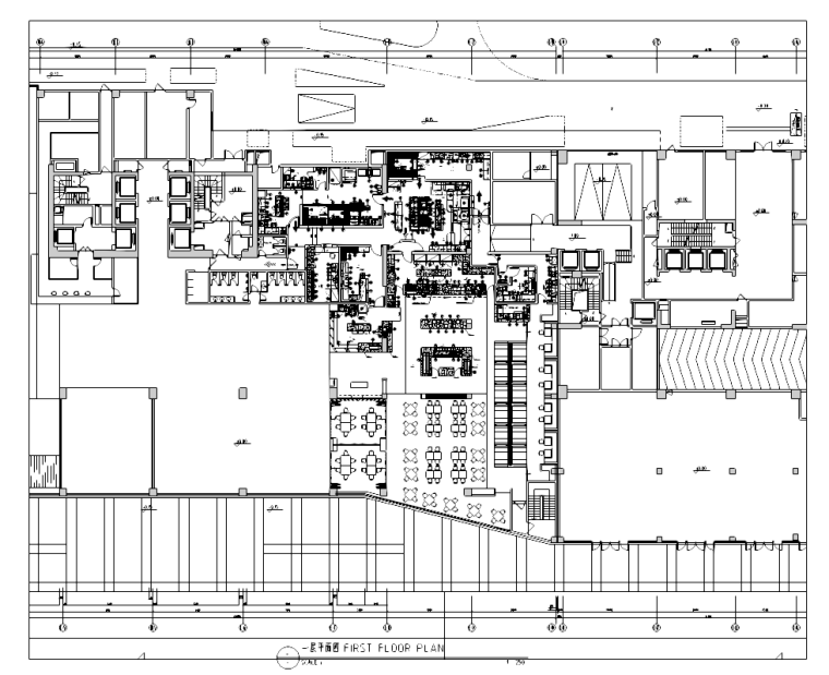 一层宾馆平面资料下载-某酒店第一层全日餐厅室内设计施工图