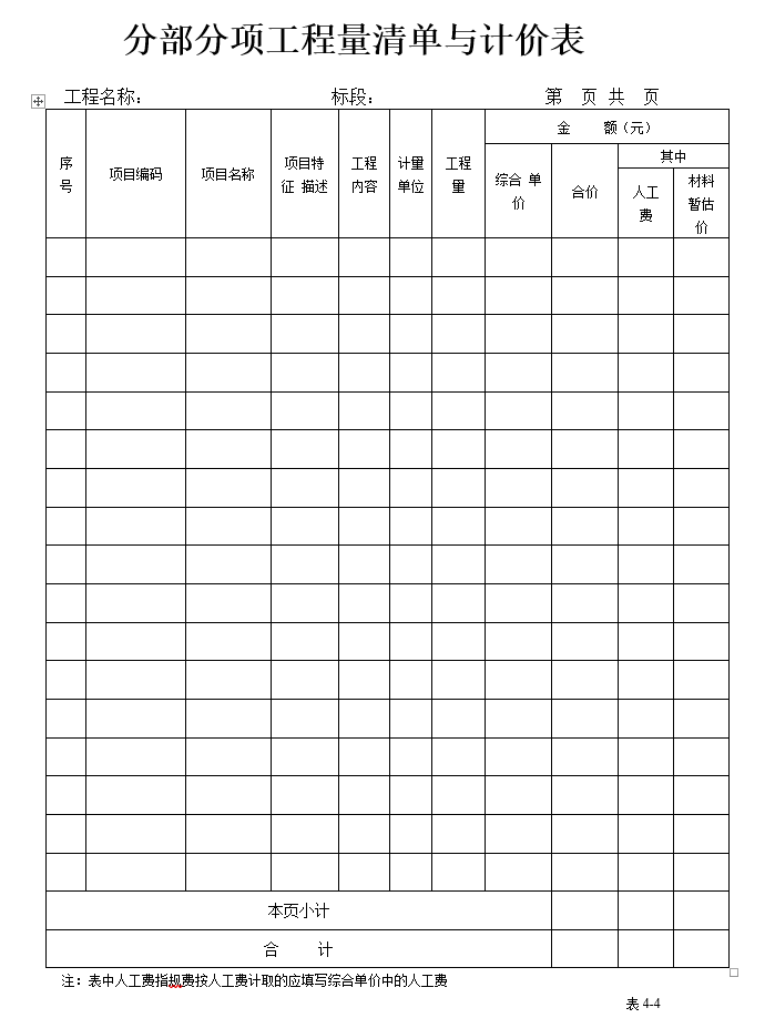 工程清单竣工结算表格要点_5