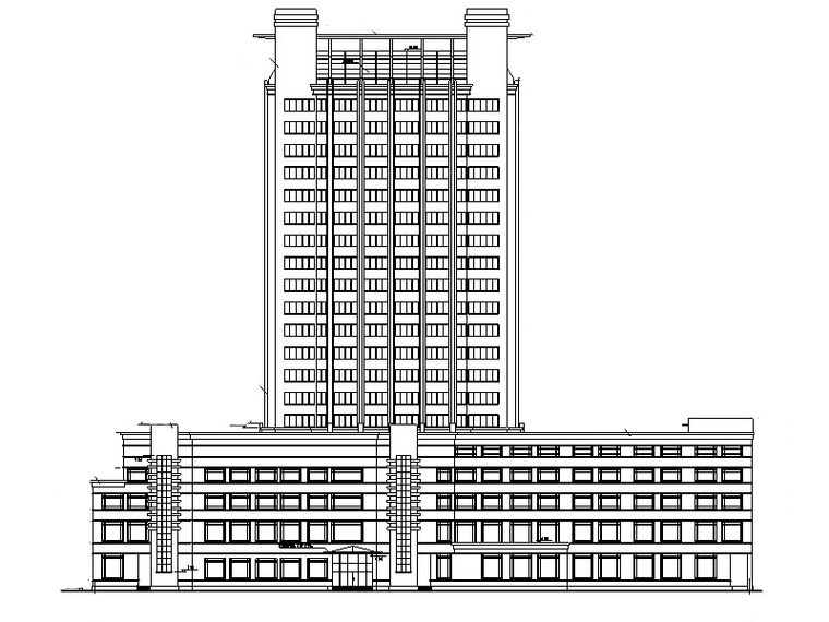建筑组合平面cad资料下载-6套宾馆酒店建筑设计方案初设图CAD