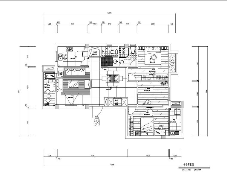 居住空间cad施工图纸资料下载-欧瑞居住区样板房室内施工图设计（现代风格）