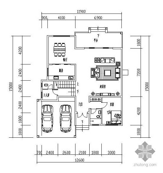 小区三层别墅户型图CAD资料下载-三层独栋别墅户型图(171/141/76)
