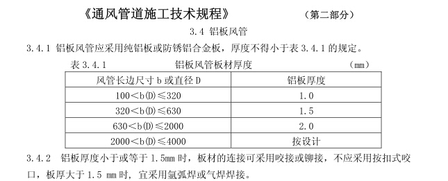 暖通管道技术规程资料下载-《通风管道施工技术规程》 JGJ141-2004