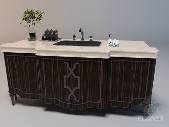 洗脸台3d模型下载资料下载-欧式洗面台3D模型下载