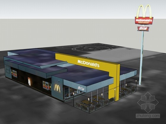 快餐店室内设计方案资料下载-快餐店建筑SketchUp模型下载