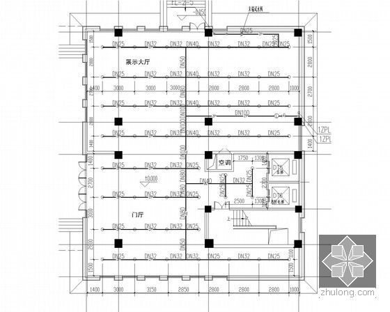 [安徽]著名科学研究院给排水消防施工图（含空调）-喷淋平面图