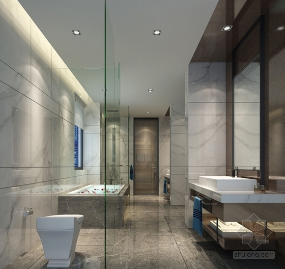 名师设计私人会馆室内深化设计方案主人浴室效果图