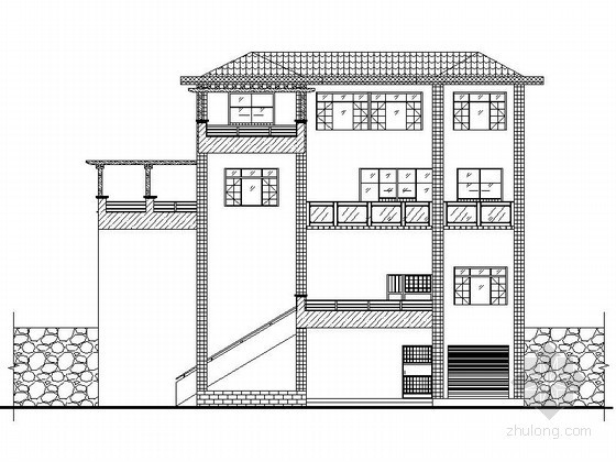 某两层中式风格独栋别墅建筑施工图下载资料下载-[贵州]某三层独栋别墅建筑施工图
