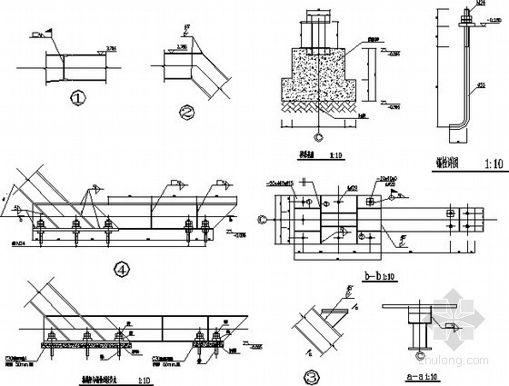 框架楼梯设计详图资料下载-钢框架楼梯梁节点构造详图