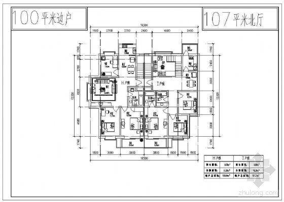 100平米餐饮设计资料下载-十六种（100平米以上）多层住宅建筑平面