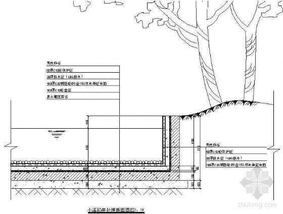 下沉广场台阶断面图资料下载-小溪驳岸断面图四