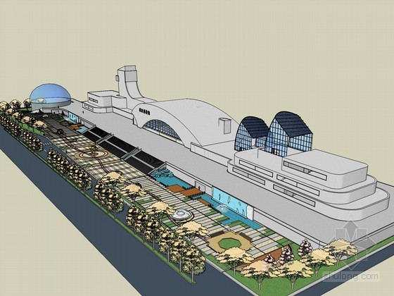 科技馆SketchUp模型下载-科技馆 