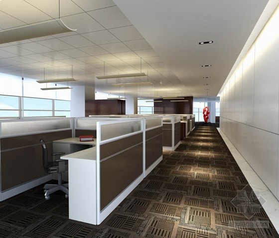 现代风格财务公司办公空间室内装修全套概念方案设计-财务公司办公空间室内装修全套概念方案设计开放办公室效果图 