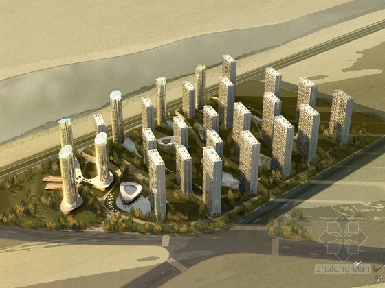 建筑群建筑模型资料下载-高层时尚建筑群3D模型下载