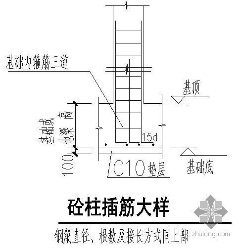 底板柱插筋效果图资料下载-某混凝土柱插筋大样节点构造详图