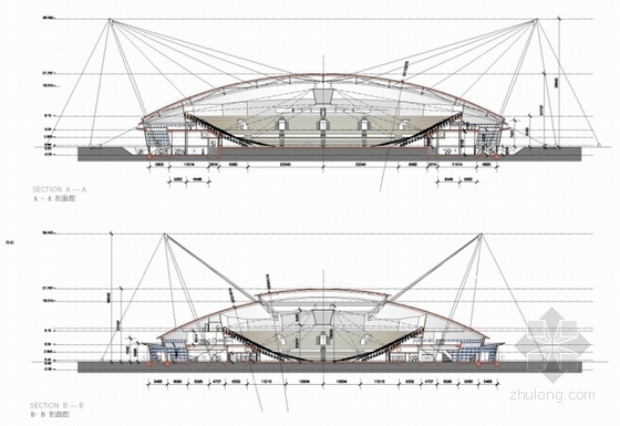 [浙江]大学校园文体中心及体育馆建筑设计文本（国外知名事务所）-大学校园文体中心及体育馆建筑剖面图