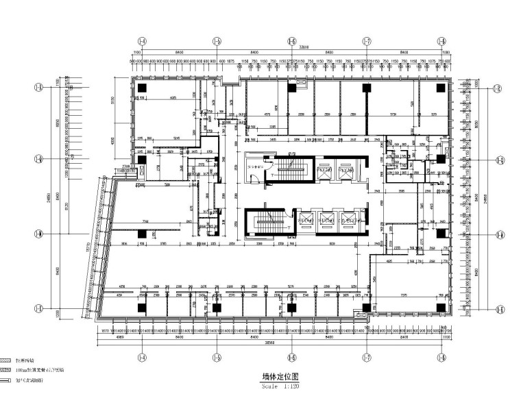 现代--办公空间装修设计施工图+效果图-墙体定位图