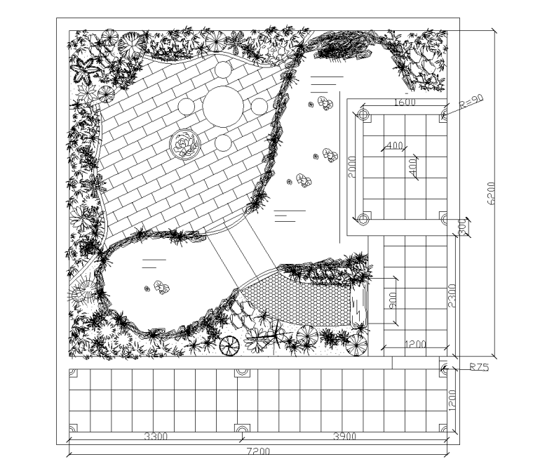 5套私家别墅庭院景观cad平面图（内含：同一地形多种方案）-5