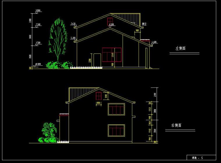 农村二层别墅建筑设计（包含CAD）-立面图