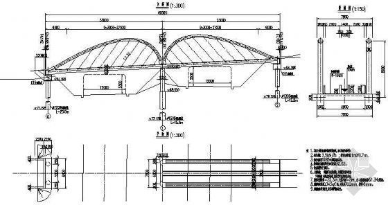 组合钢桁架桥通用图资料下载-2×33m异形钢拱桥（渡槽桥）设计图