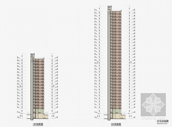 [福建]现代风格高层住宅小区规划设计方案文本-现代风格高层住宅小区规划立面图