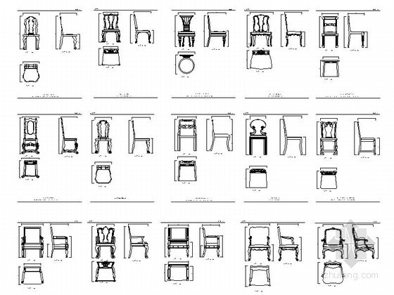 家具CAD下载资料下载-精美欧式元素家具平立侧面CAD详图下载