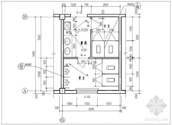 卫生间建筑节点大样资料下载-卫生间大样（三）