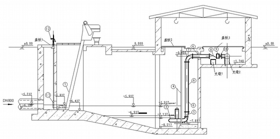 进水泵房工艺图资料下载-江苏某市污水处理工程进水泵房工艺布置图