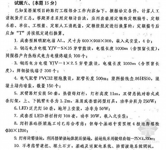 市政施工员考试试题附资料下载-[福建]2012年造价员考试试题(市政工程造价实务)