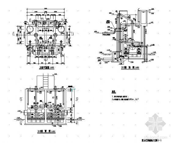 无阀滤池施工图资料下载-无阀滤池节点详图