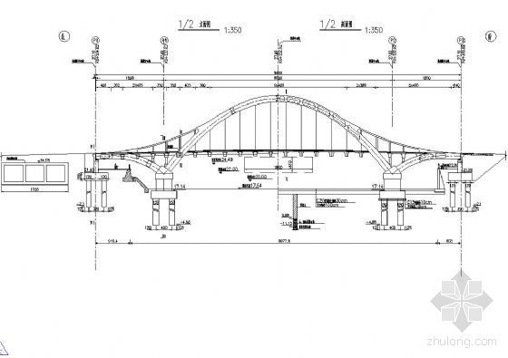 节点剖立图资料下载-中承式提篮拱桥立(剖)面图