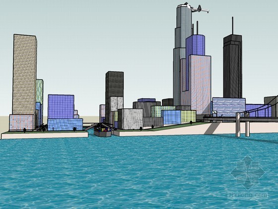 城市人防规划资料下载-城市建筑规划SketchUp模型下载
