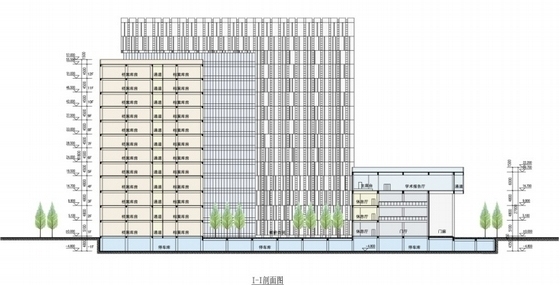 [安徽]14层办公楼建筑设计方案文本-剖面图