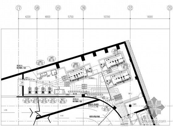 [上海]超高层办公大厦暖通全套施工图纸(锅炉房冷冻机房换热机房)-锅炉房水管布置平面图