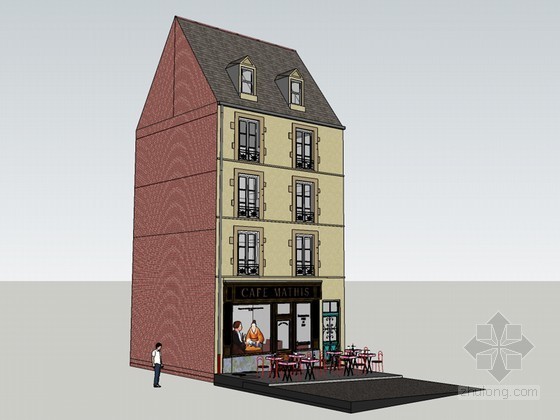 咖啡馆平面布局图资料下载-咖啡馆建筑SketchUp模型下载