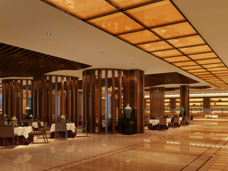 3d餐饮空间模型工业资料下载-酒店餐饮区3D模型下载