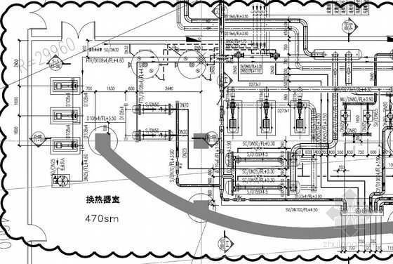 [上海]城市标志摩天大楼暖通全套设计施工图纸783张(632米、118层)-锅炉房大样 
