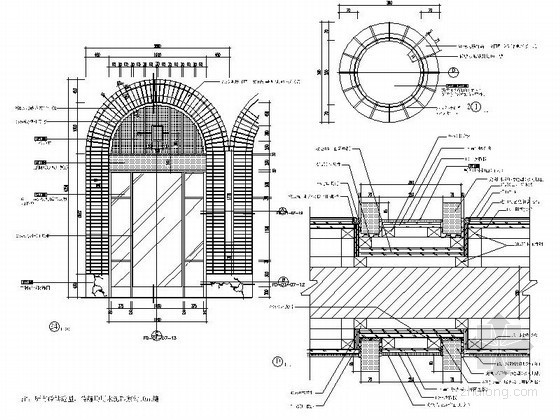 花盆组成的拱门与绿墙资料下载-小宴会厅拱门详图